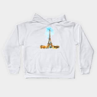 Paris Eiffel tower watercolor painting Kids Hoodie